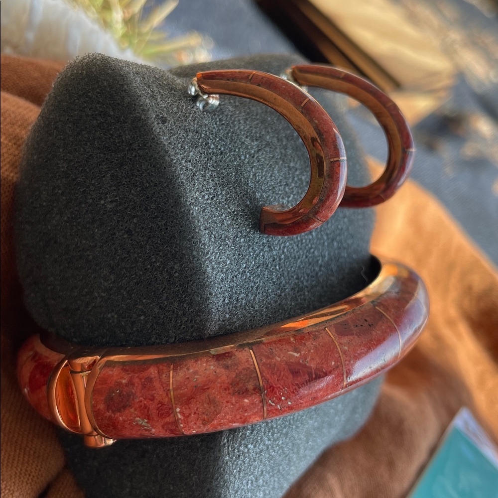 Vintage Copper & Red Sponge Coral Set